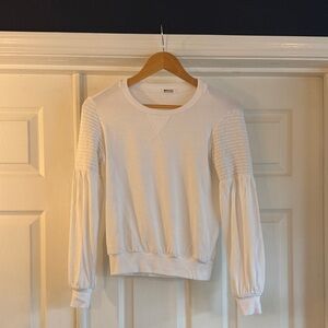 LA made Soft White Ribbed Top